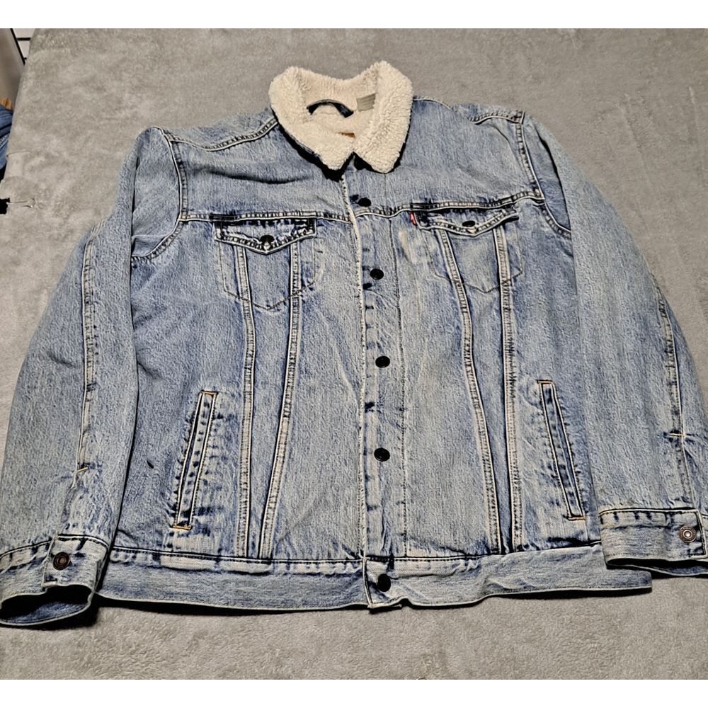 Levis trucker sherpa lined denim jacket 2XL snap buttons pockets S40116